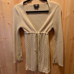 Ribbed and lace tie sweater (Size medium)